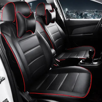 Cow leather car seat cover in binding style with universal all-season fit