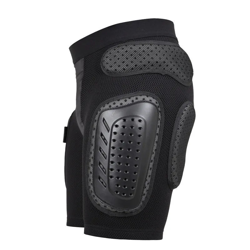 Black cycling hip protection pants for mountain biking and road cycling safety