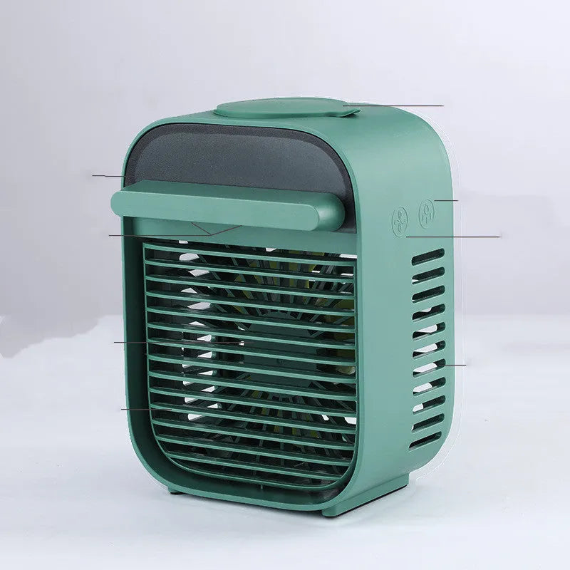 USB spray air cooler desktop fan in white with 200ml water tank bladeless design