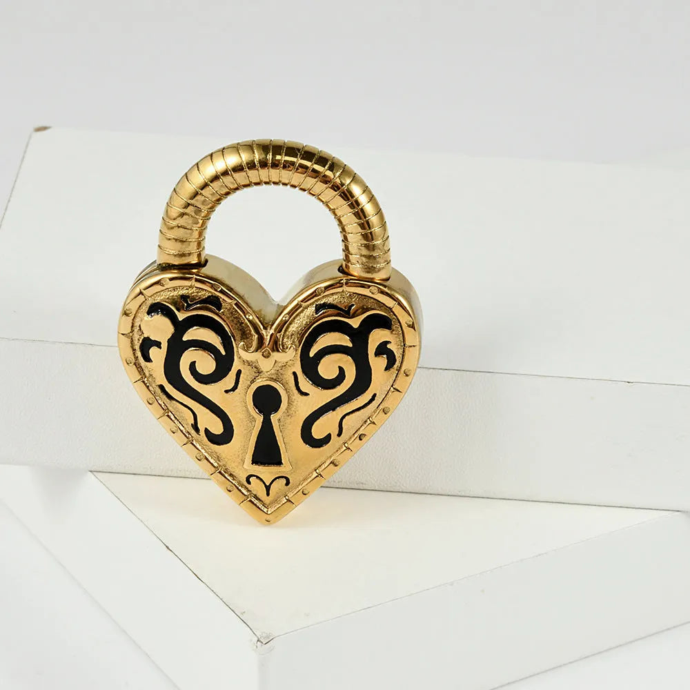 Women's heart-shaped stainless steel earrings in gold and steel colour options