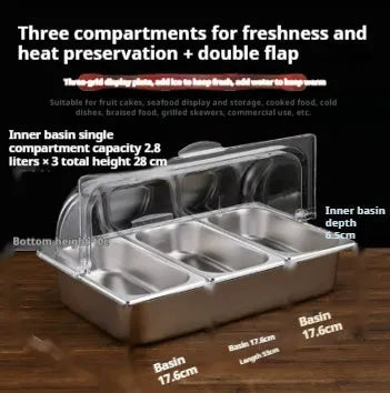 Stainless steel commercial dining plate display box with lid in multiple grid configurations
