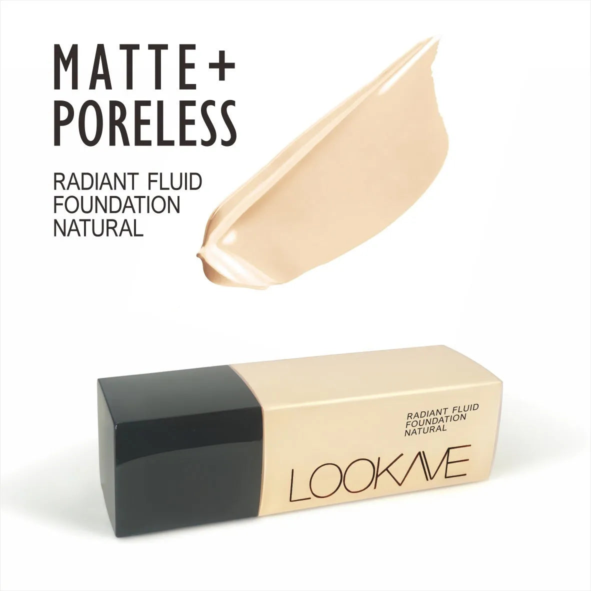 LOOKAVE Matte Liquid Foundation bottle in Ivory White shade, 21c net content.