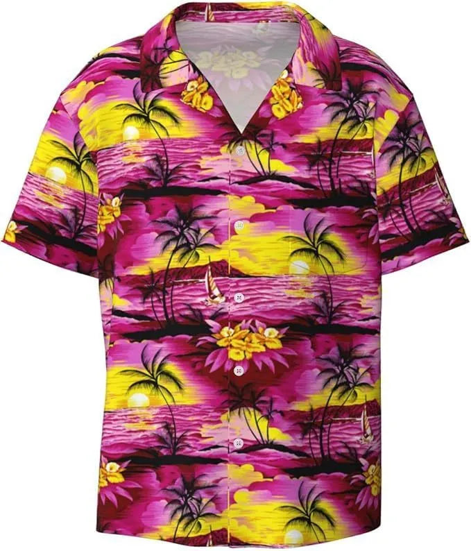 Men's slim fit camouflage pattern short sleeve casual shirt in cardigan style.