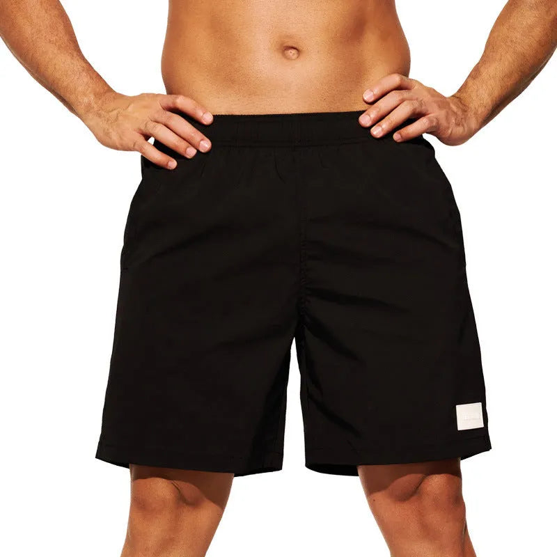 Men's quick-drying nylon sports casual shorts in solid colours with straight leg opening