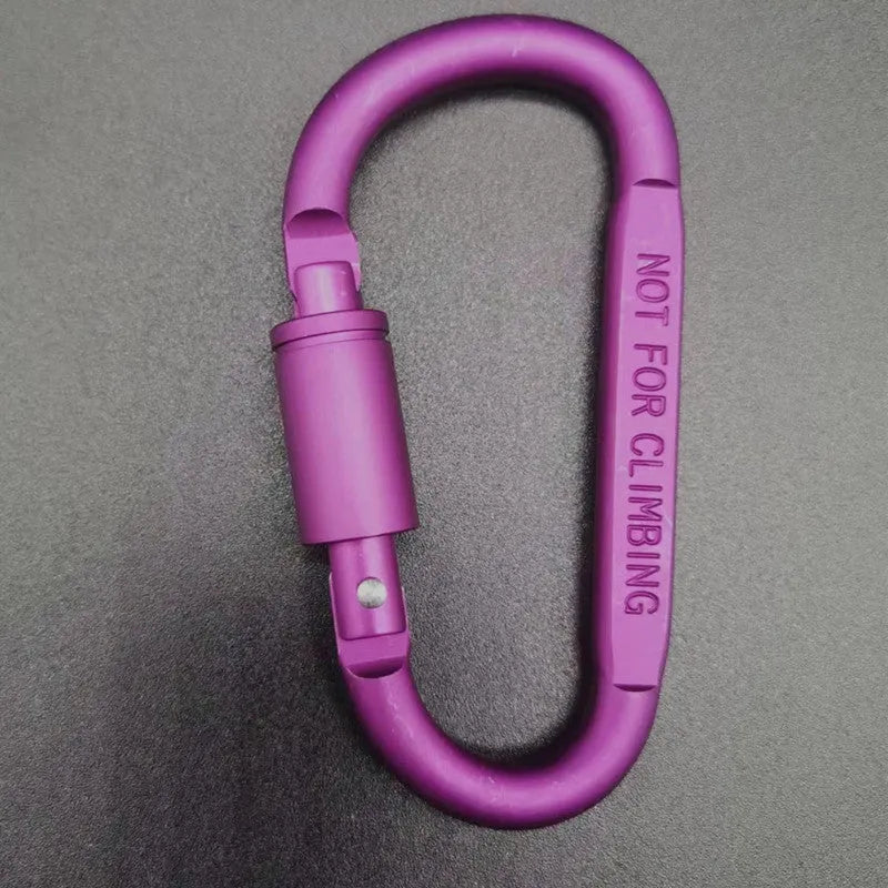 Aluminium D-type locking carabiner with 8cm flat profile in bright colour options