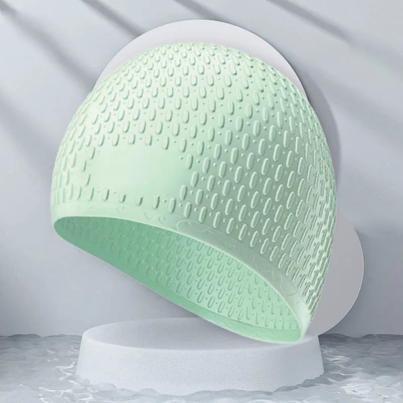 Silicone swimming cap for adult swimming in solid colours including Tiffany Blue and Cherry Blossom Pink