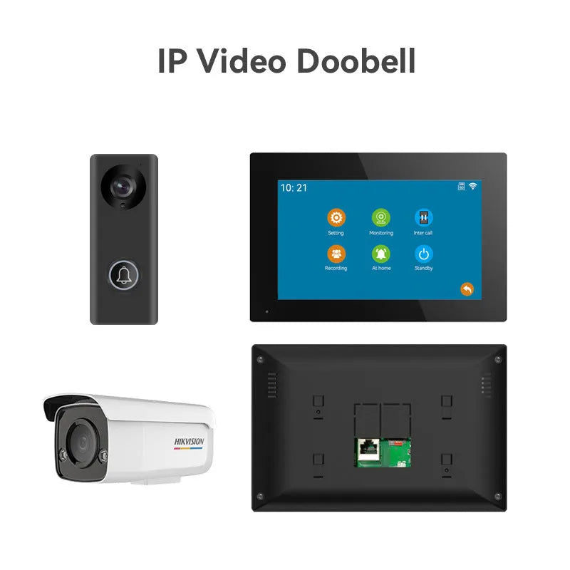 10-inch wireless video intercom doorbell system with outdoor camera unit and indoor colour display