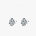 Women's silver drop ear studs with 925 sterling silver and diamond treatment process