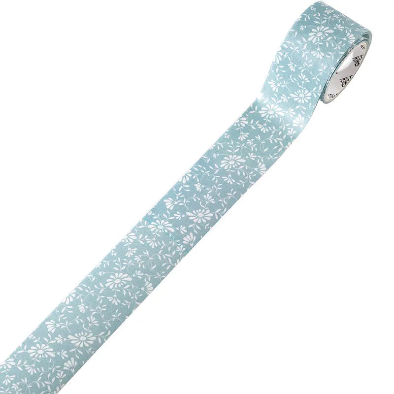 Roll of vintage floral watercolour decorative paper tape with Japanese paper base, showing 2m length.