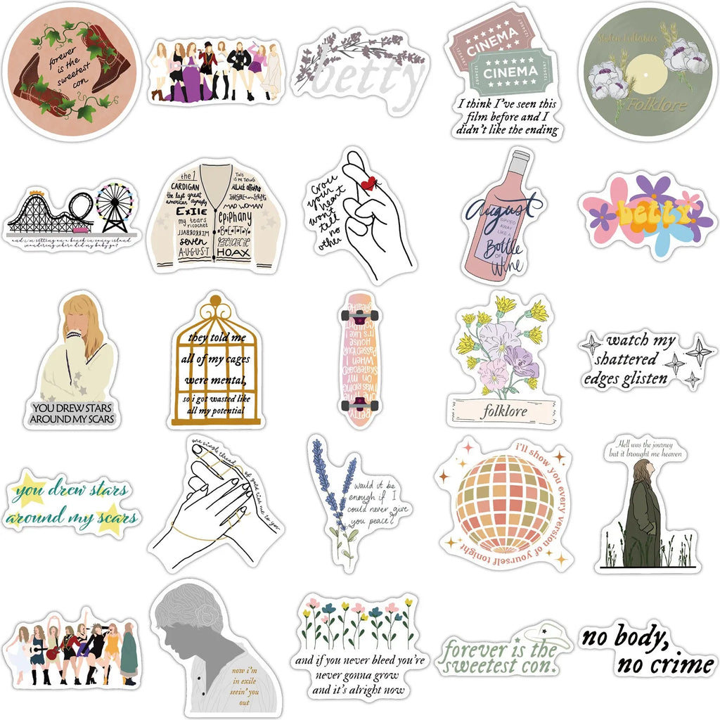 Set of 50 waterproof graffiti cartoon stickers for luggage and notebooks measuring 4-6cm each