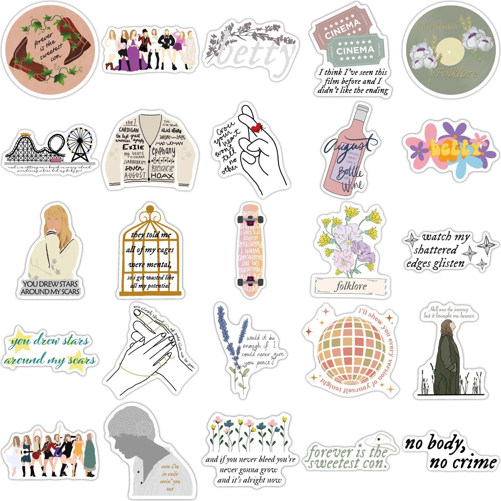 Set of 50 waterproof graffiti cartoon stickers for luggage and notebooks measuring 4-6cm each