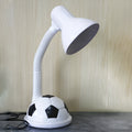 White ABS student desk lamp with flex neck and rectangular base on flat surface