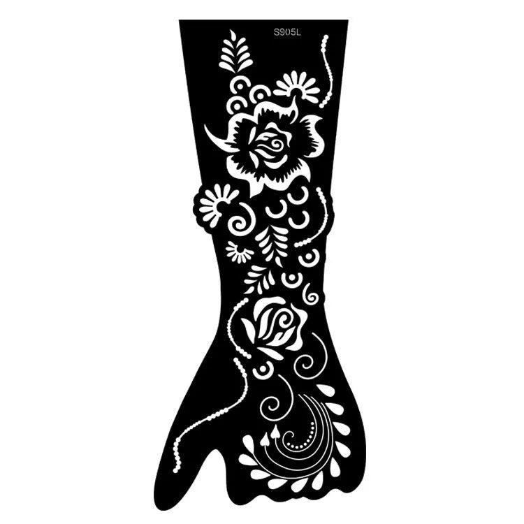 Geometric hollow template tattoo sticker with machine-cut edges and three-dimensional paper carving texture