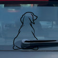 Cartoon dog car window decal with wiper tail attachment in black and white colour options