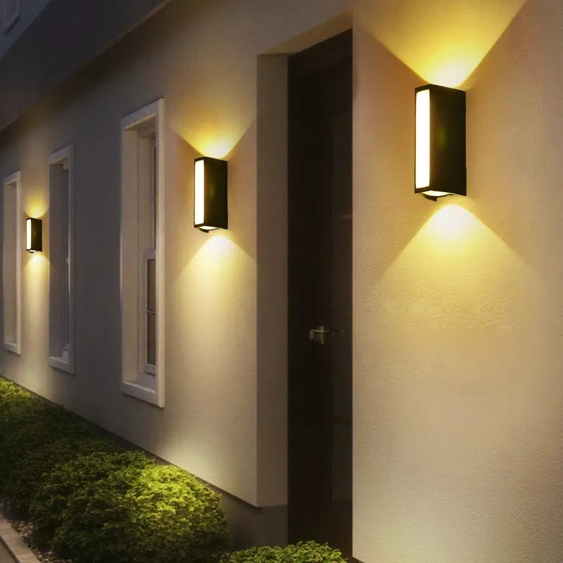 Modern simplicity outdoor wall washer up down light in warm white aluminium for patio wall