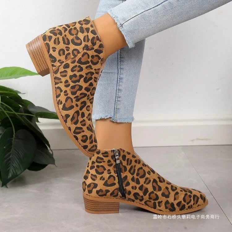 V cut Chelsea women's chunky heel pointed ankle boots in black with side zipper