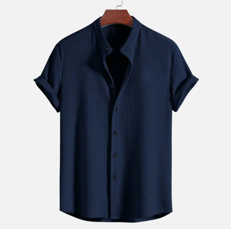 Men's loose fit short sleeve polyester summer shirt available in multiple colours
