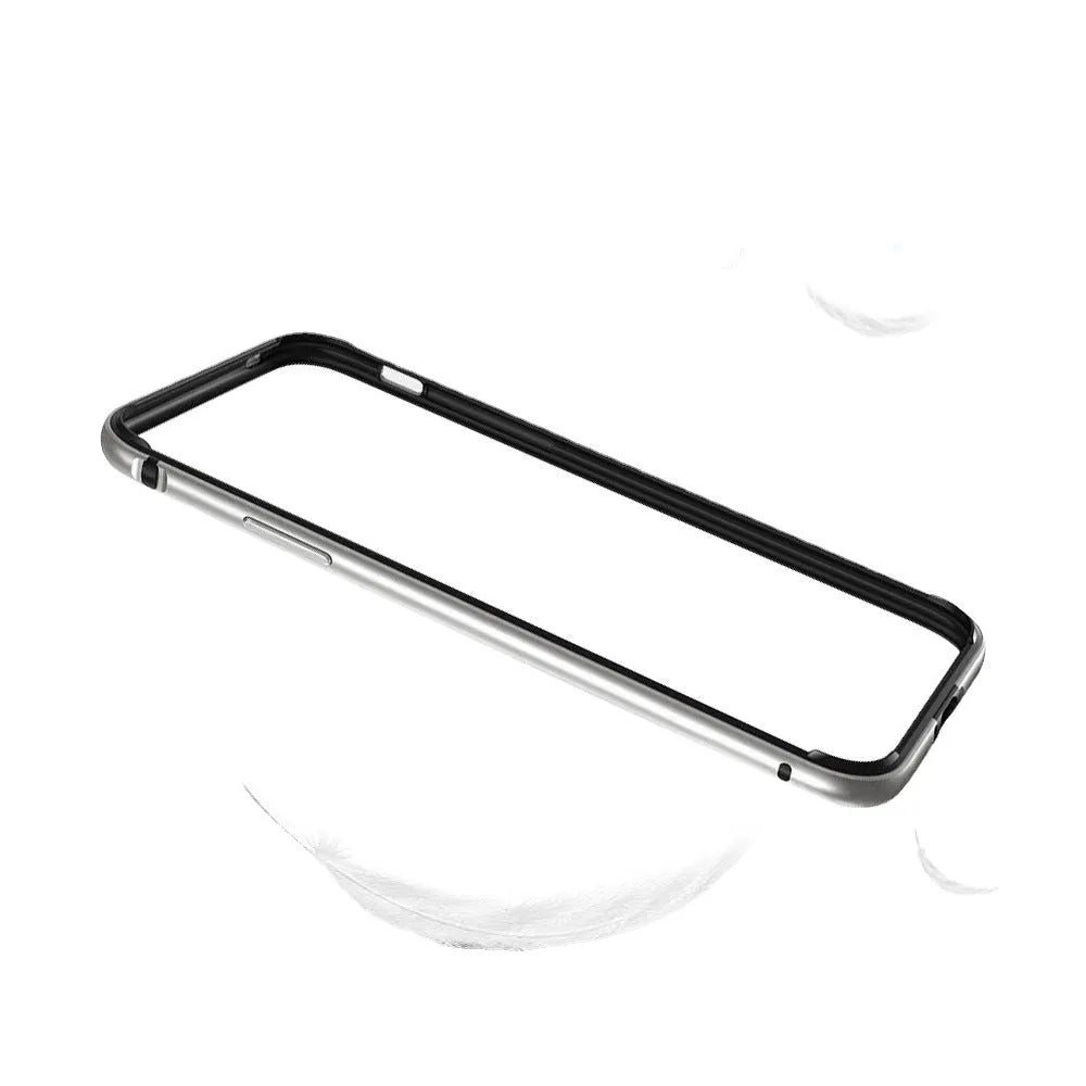 Red border silver frame metal phone case for iPhone 12 showing shockproof all-edge coverage