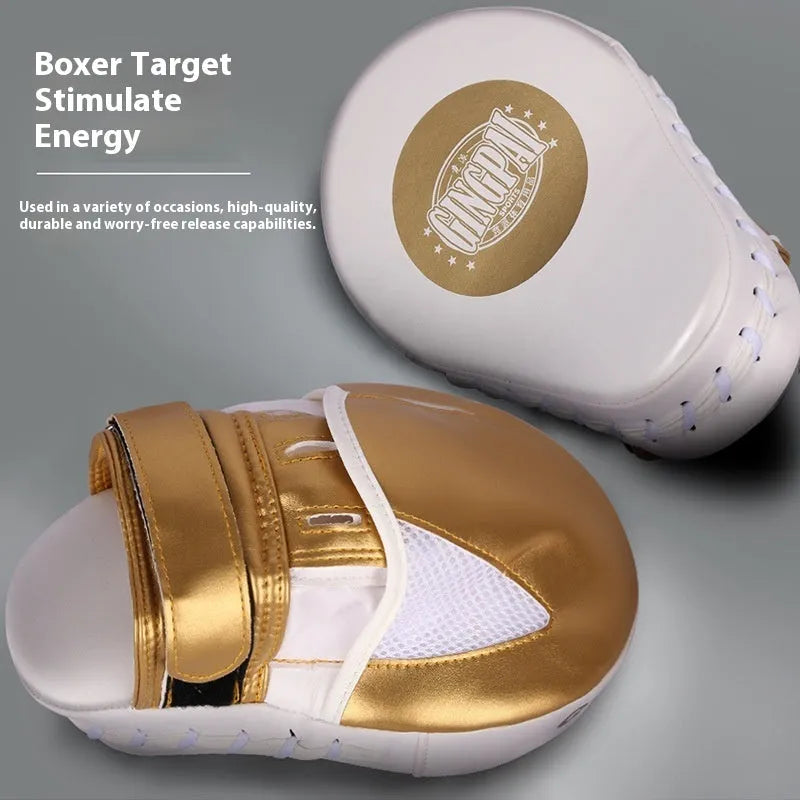 Vertical Sanda baffle target for boxing training in gold or green PU leather