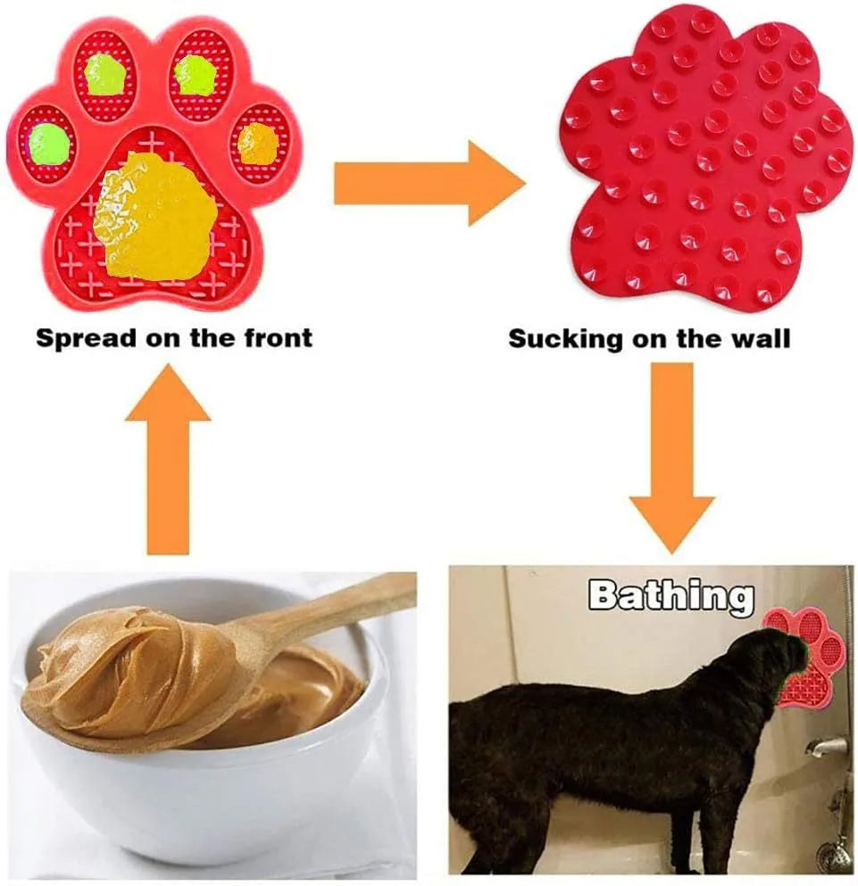 Bone-texture silicone dog licking mat with suction cups in multiple colour options