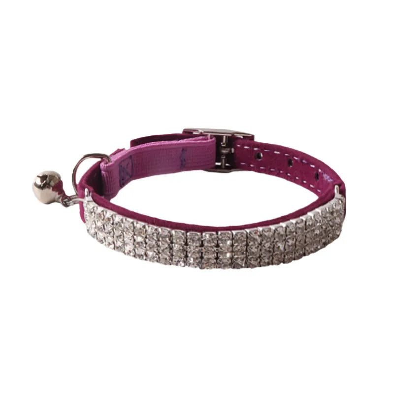 Flocking elastic buckle cat collar with gang drill pattern in multiple colour options