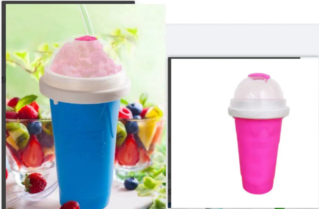 Blue quick refrigeration pinch cup with double-layer construction for fast drink cooling