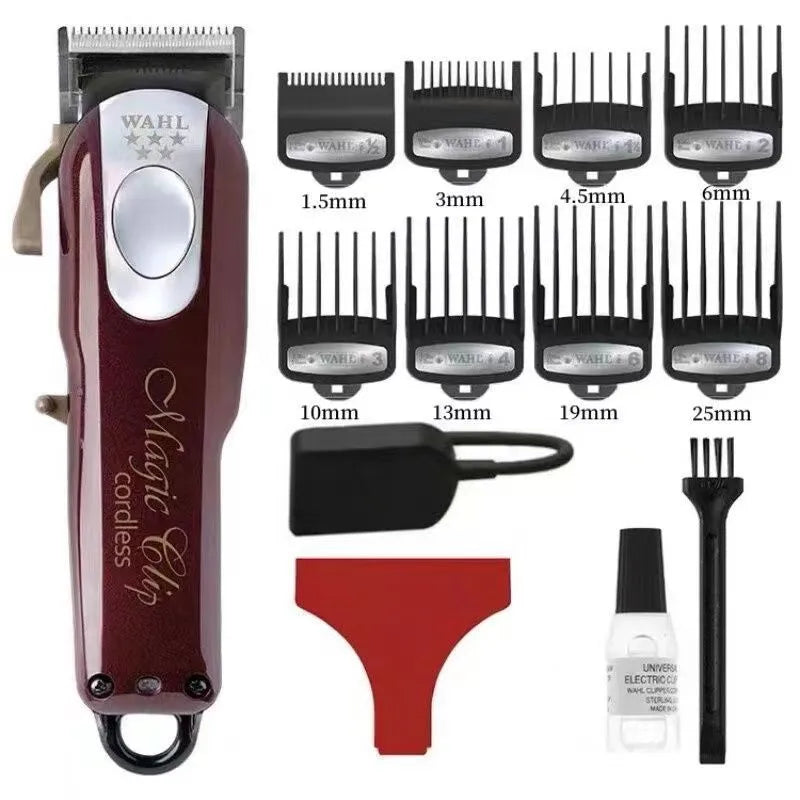 Hair clipper set with stainless steel cutter head and UK, EU, US plugs for adults and children