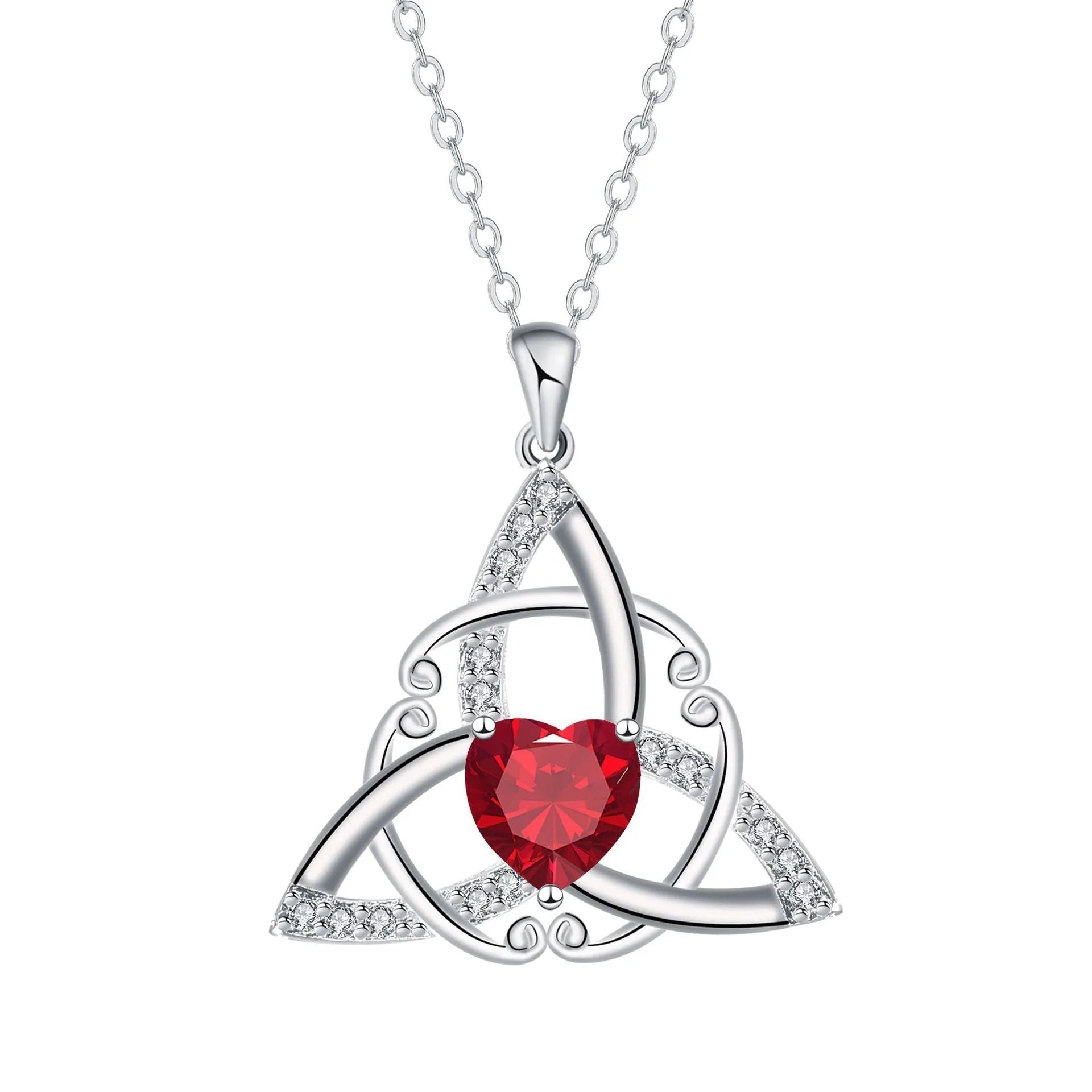 Women's Celtic knot pendant necklace in electroplated copper with geometric design