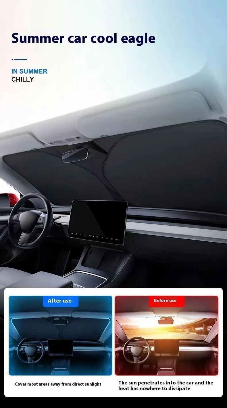 Titanium silver aluminium foil car sunshade showing reflective surface and folded storage