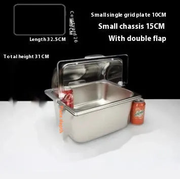 Stainless steel commercial dining plate display box with lid in multiple grid configurations