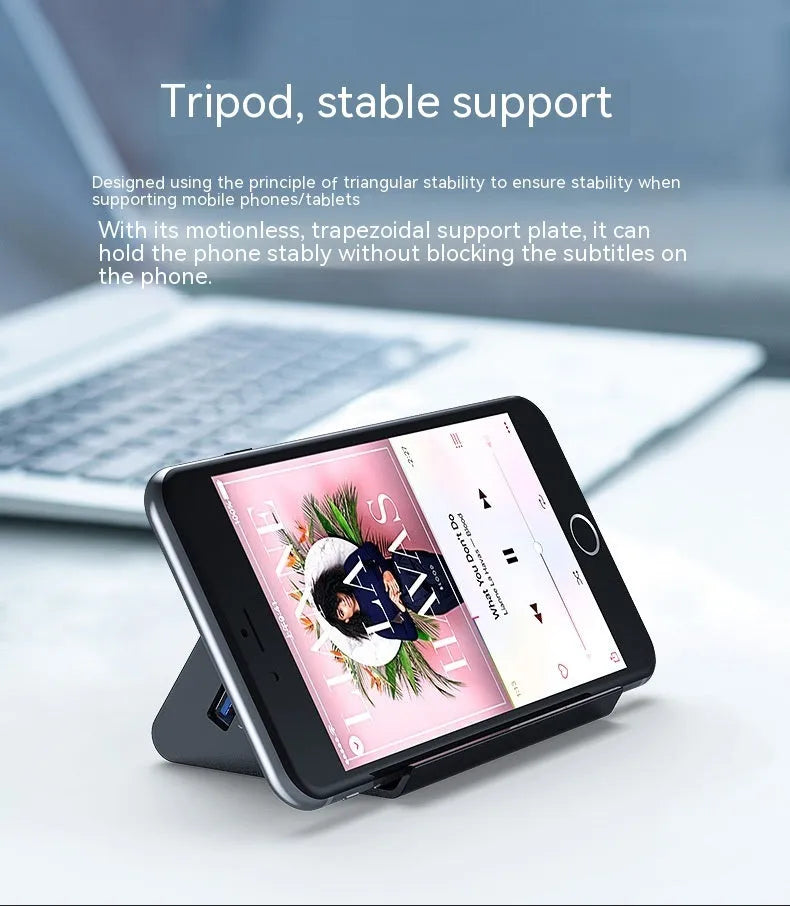 USB 3.0 4-port external hub with bracket, no external power supply, for trade fairs