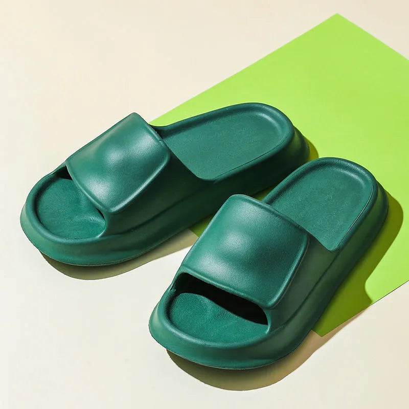 Pair of thickened EVA flip-flop slippers in a chosen colour, showing the non-slip sole and unisex design.