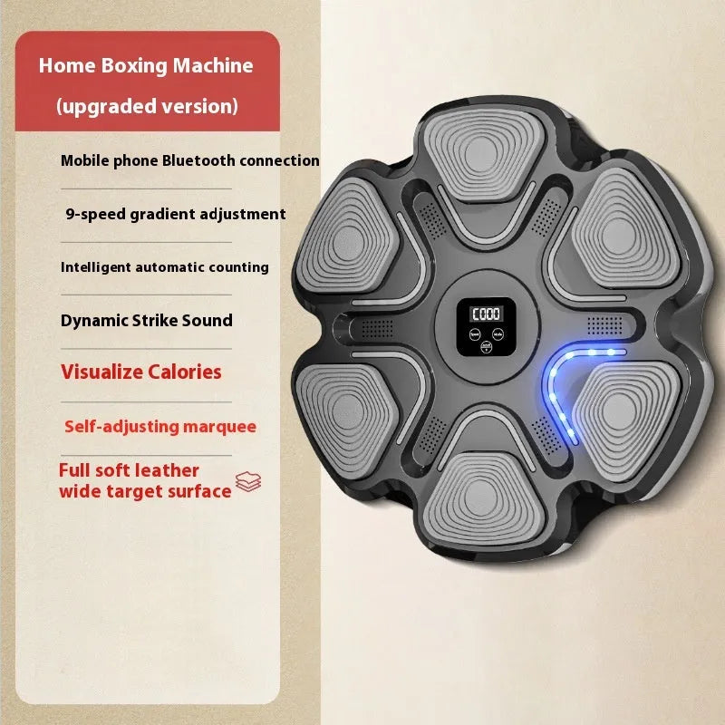 Smart music electronic boxing wall target with ABS construction and boxing gloves.