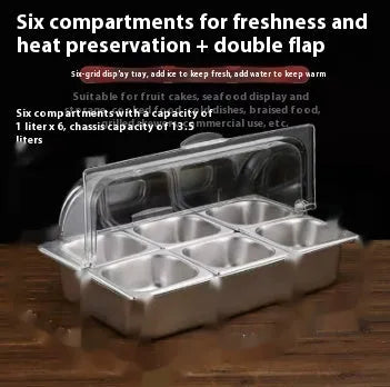 Stainless steel commercial dining plate display box with lid in multiple grid configurations