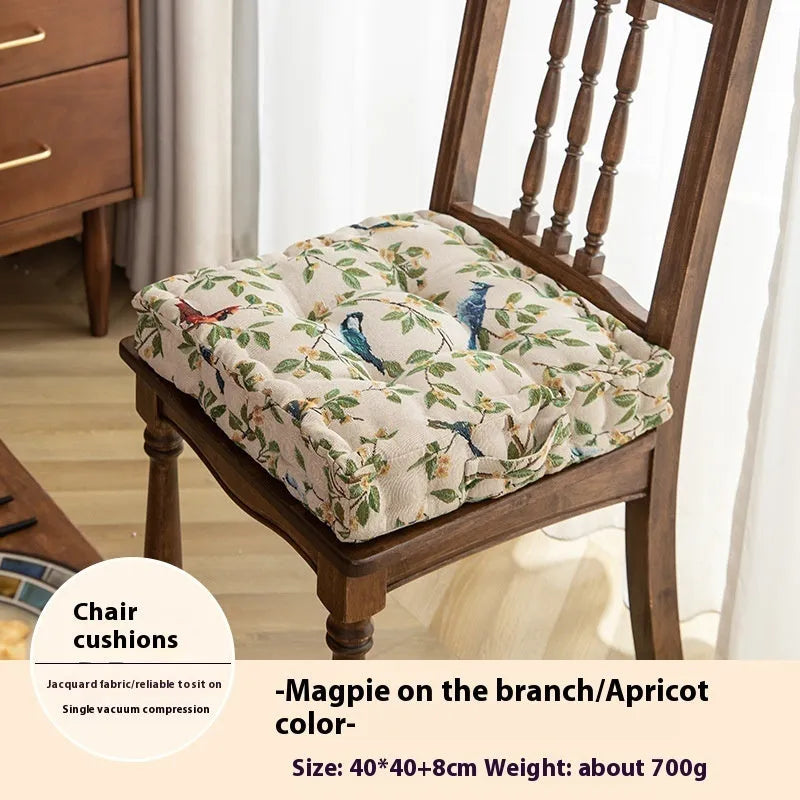 American floral pattern dining chair cushion measuring 40×40×8cm with thick PP cotton filling