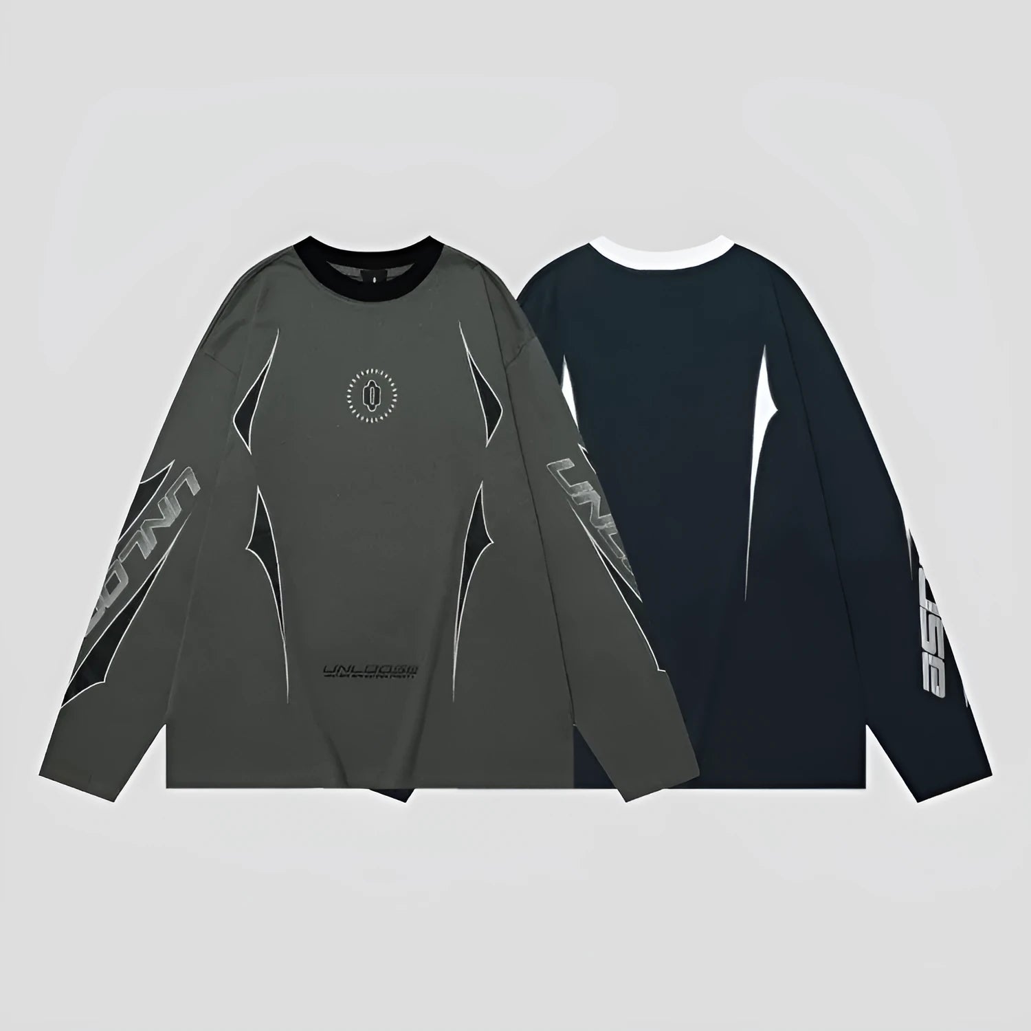 Grey khaki drop shoulder loose fit pullover sweater with round neck and long sleeves.