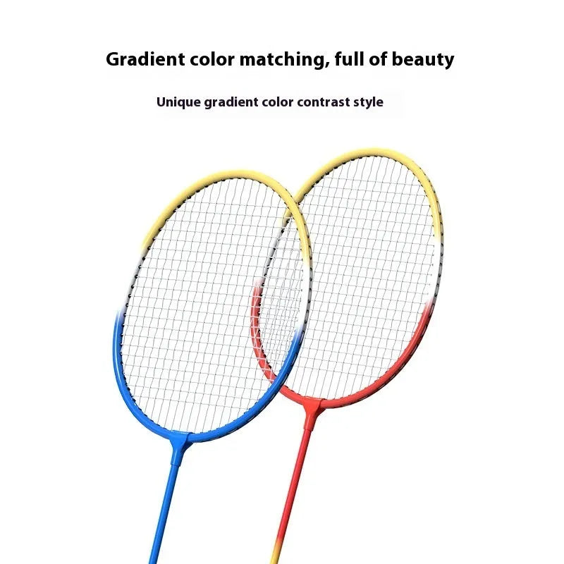 Pair of blue and red alloy split badminton rackets for table tennis