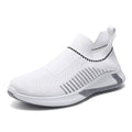 Men's low-top mesh sock sneakers with striped design and Flyknit upper.