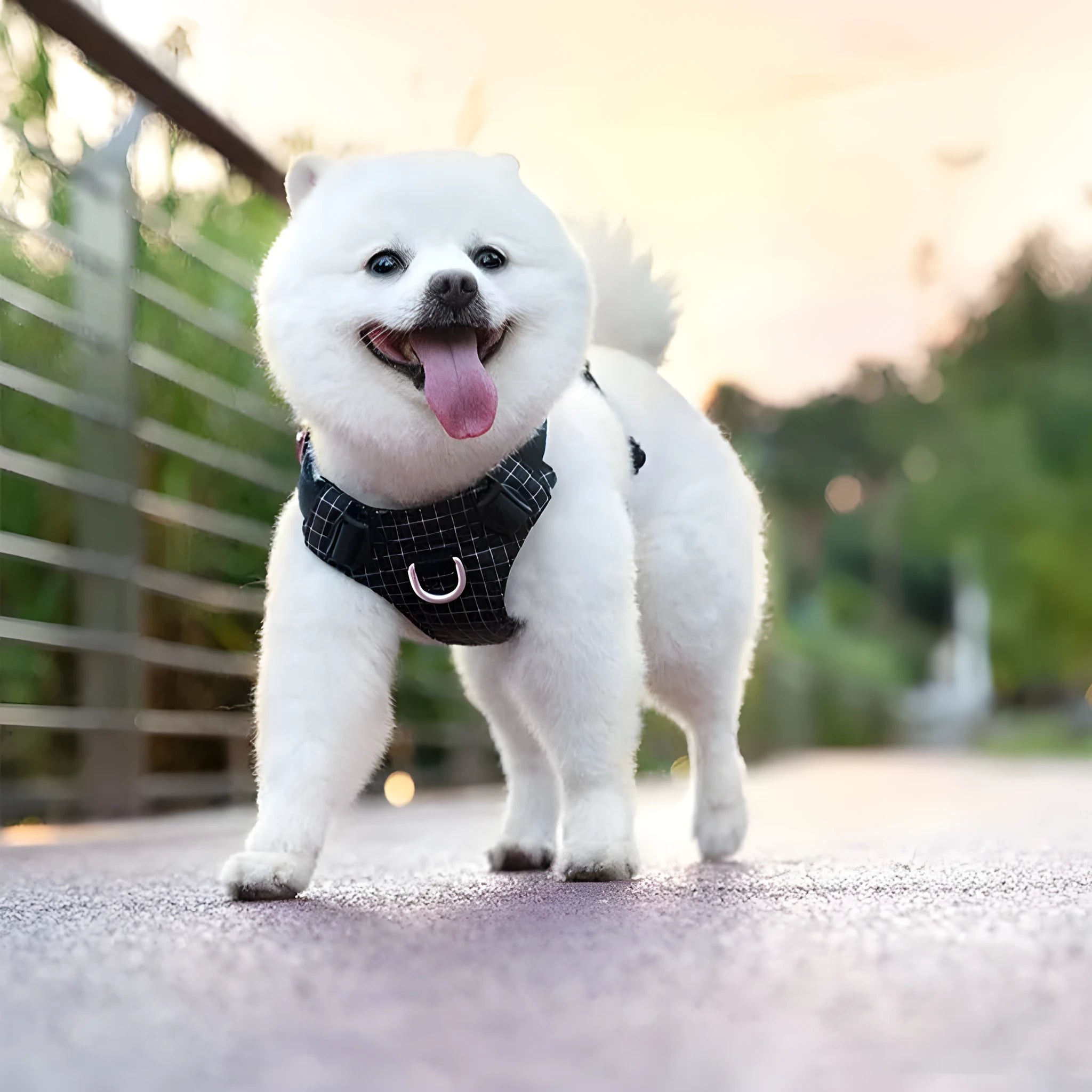 Adjustable nylon dog harness with LED light in various colour options