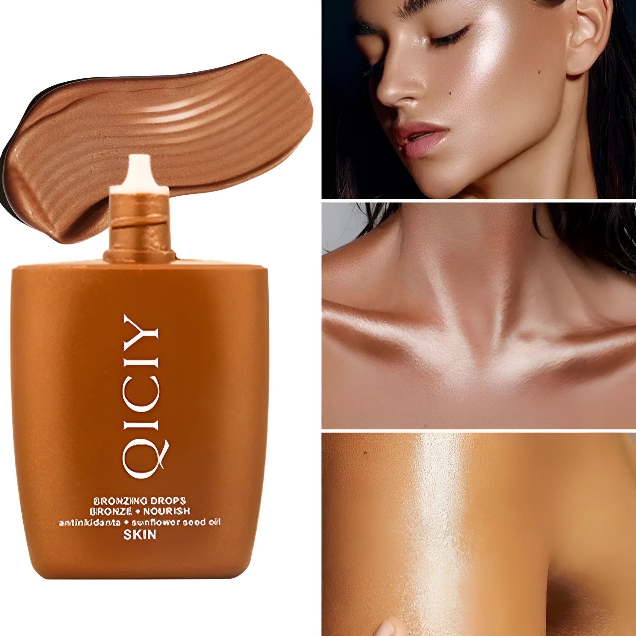 30ML bottle of Body Highlight Contour Liquid for face and body brightening in four shade options