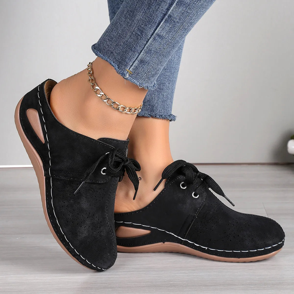 Women's summer baotou lace-up slippers with hollow out wedge design in various colours