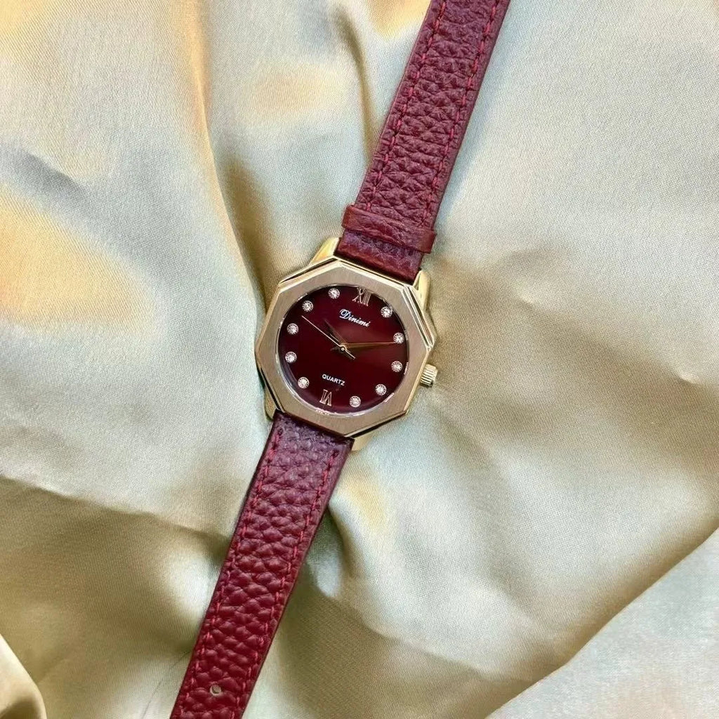 Women's alloy watch with Chinese-style design options like camellia and octagonal patterns, 8mm thick case.