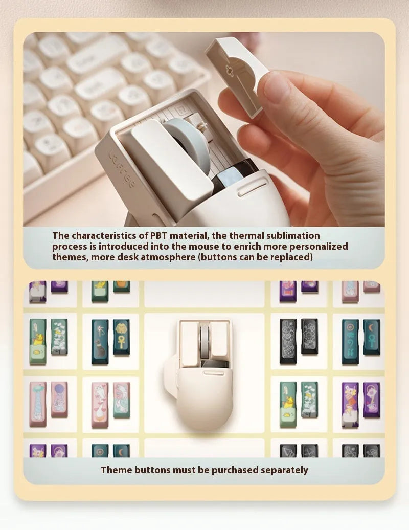 Xiaoqiao tofu colour wireless mouse with ergonomic design showing DPI adjustment button and scroll wheel