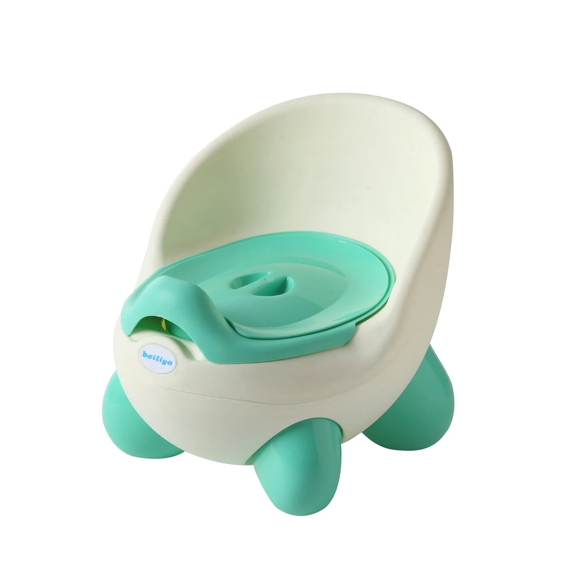 Cartoon-themed baby toilet training stool with splash guard in blue PP plastic