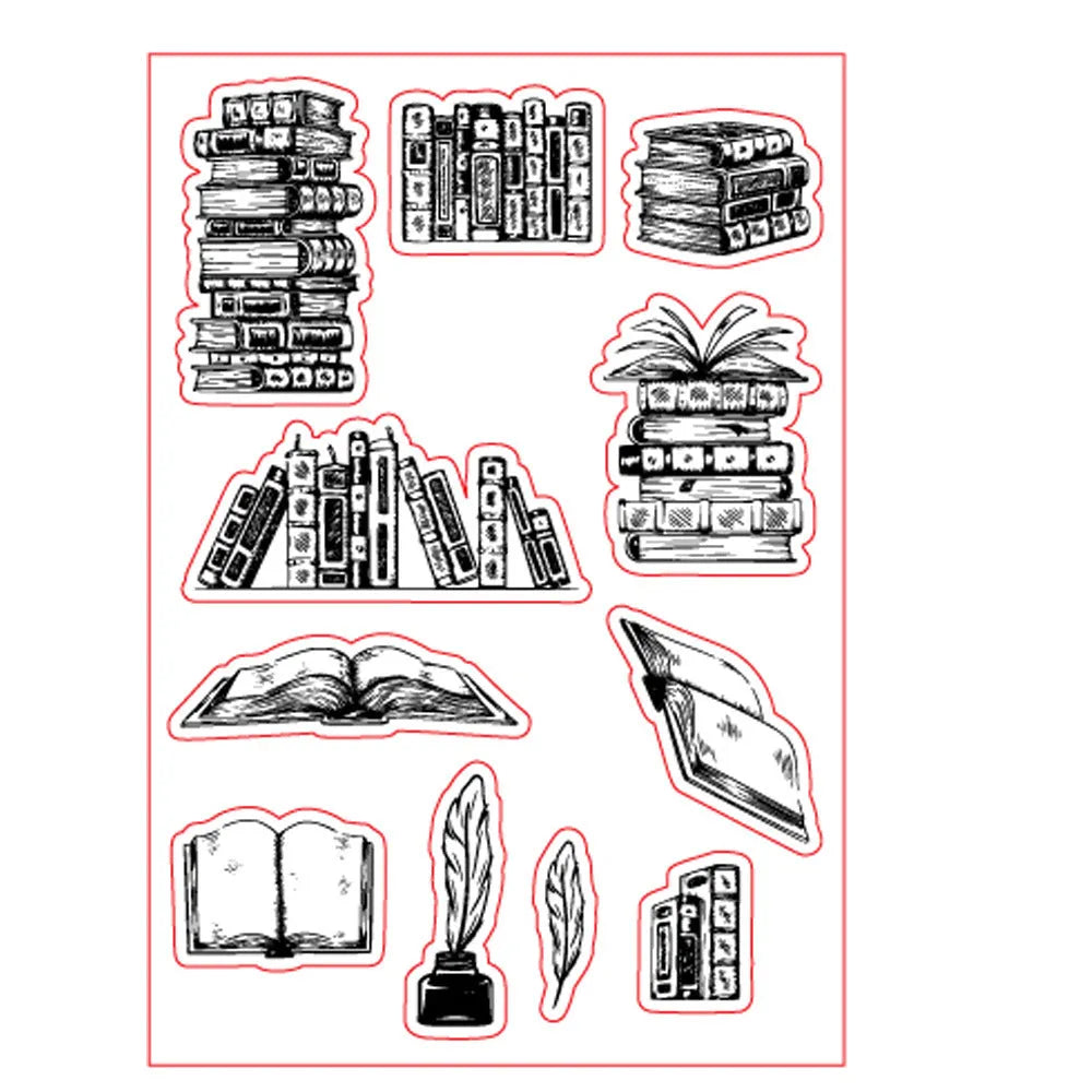 Transparent silicone stamp with white accounting pattern measuring 11 by 16 centimetres