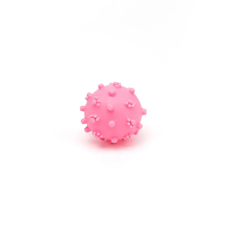Bright coloured spiky dog toy balls for small puppies with squeaky features