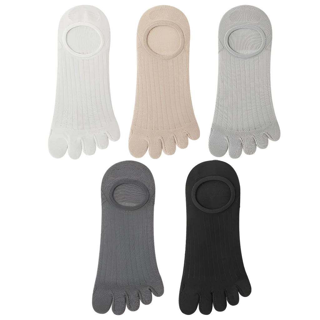 Men's five-finger invisible socks in modal fabric, shown in khaki colour.