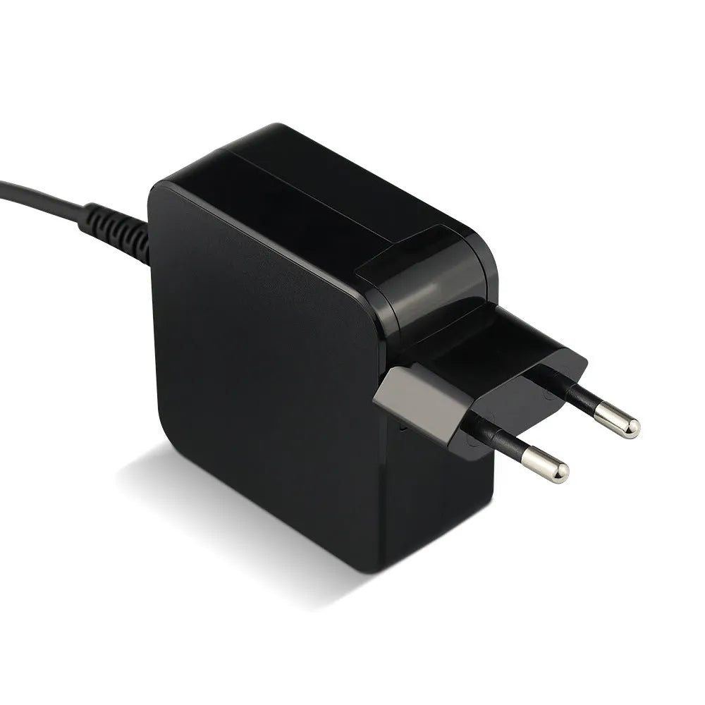 Black 45W laptop power adapter with US EU plug and DC connector cable