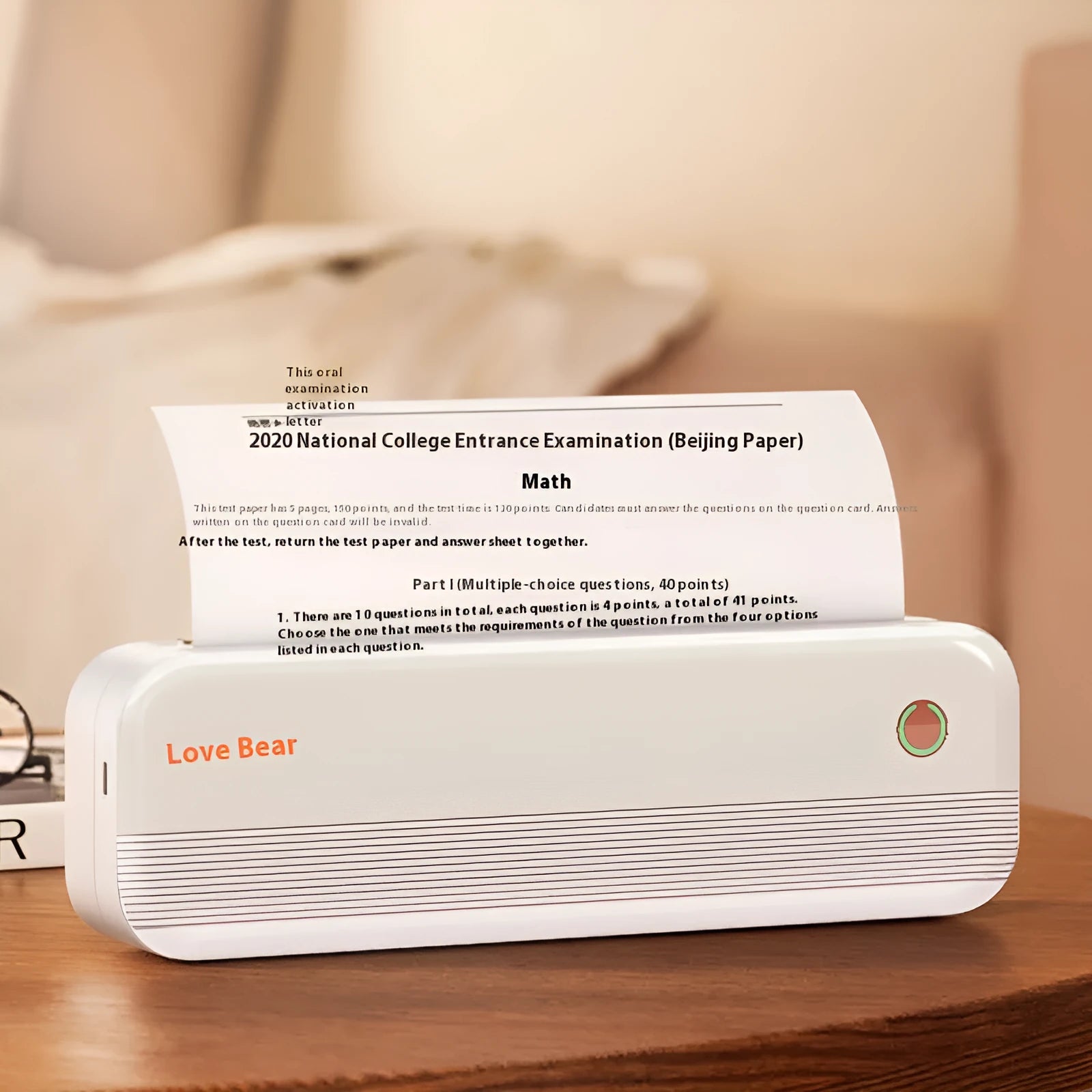Portable A4 thermal printer in Tiffany Blue or White colours measuring 267mm wide