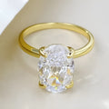 Oval 9 silver ring with four-claw setting holding 6x9mm hand-cut gemstone
